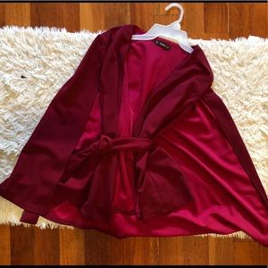 SHEIN: BURGUNDY TIE WAIST CAPE COAT